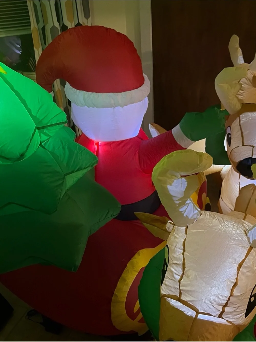 8 FT Long Christmas Inflatable Santa Claus on Sleigh with 3 Reindeer